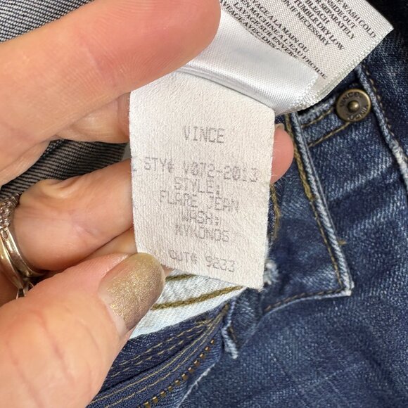 Vince Jeans Womens 28 Flare Mykonos Dark Wash Mid Rise Made in USA DV072… - Picture 7 of 8